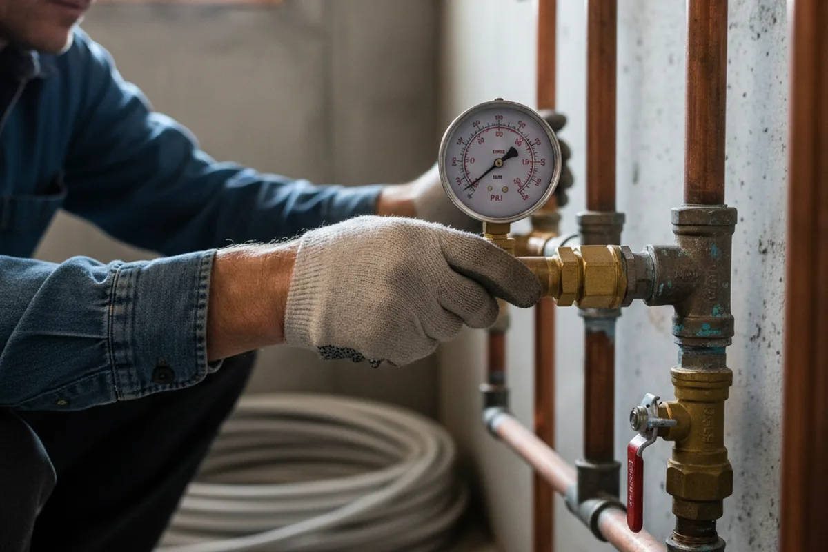 Pressure testing a repaired line during Water Line Repair in Hemlock